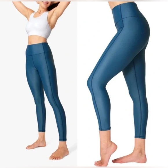 Sweaty Betty Pants - Sweaty Betty High Rise Waist Shine 7/8 Legging Tight Teal Yoga Athletic